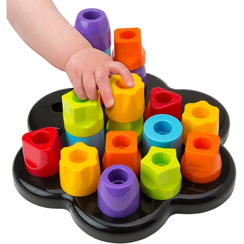 Tots First Chunky Pegs การเรียนรู้การจับคู่ Stack สร้างและเรียงลําดับหมุดในทุกชนิดของรูปร่างและขนาดของเล่นเพื่อการศึกษา