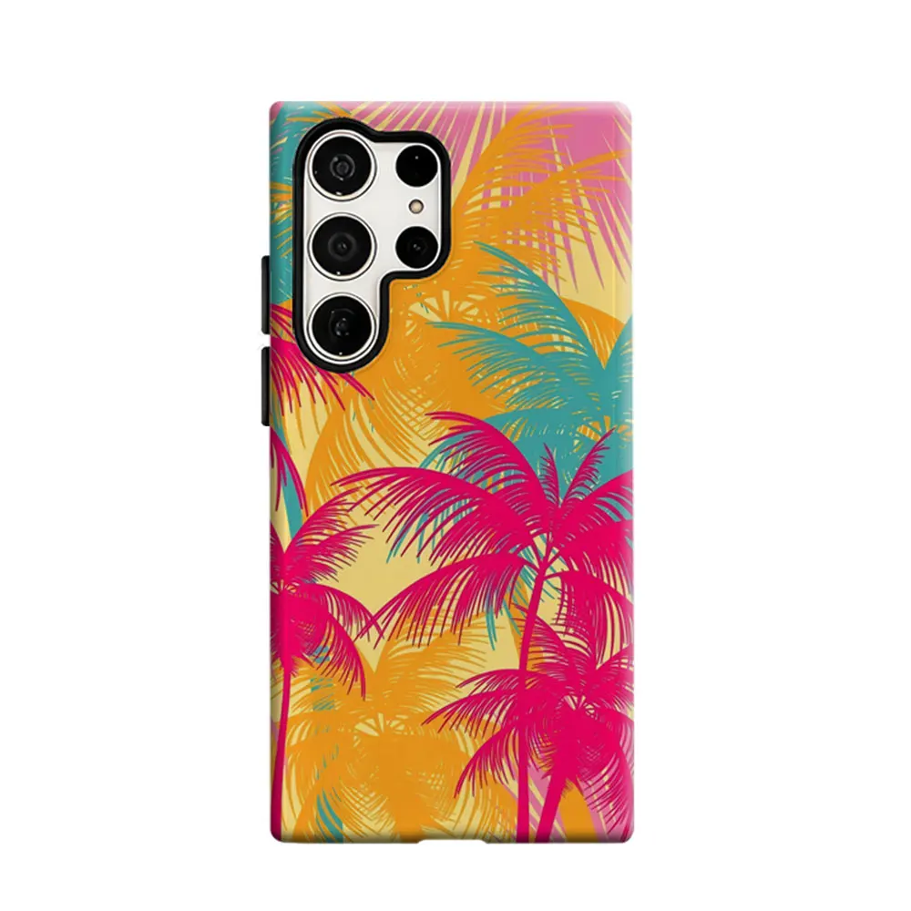 CaseLumi Phone Case For Samsung Galaxy S25 S24 S23 Ultra Plus HD Hard Tropical Palm Vibes Double Layer Cover Film Shell