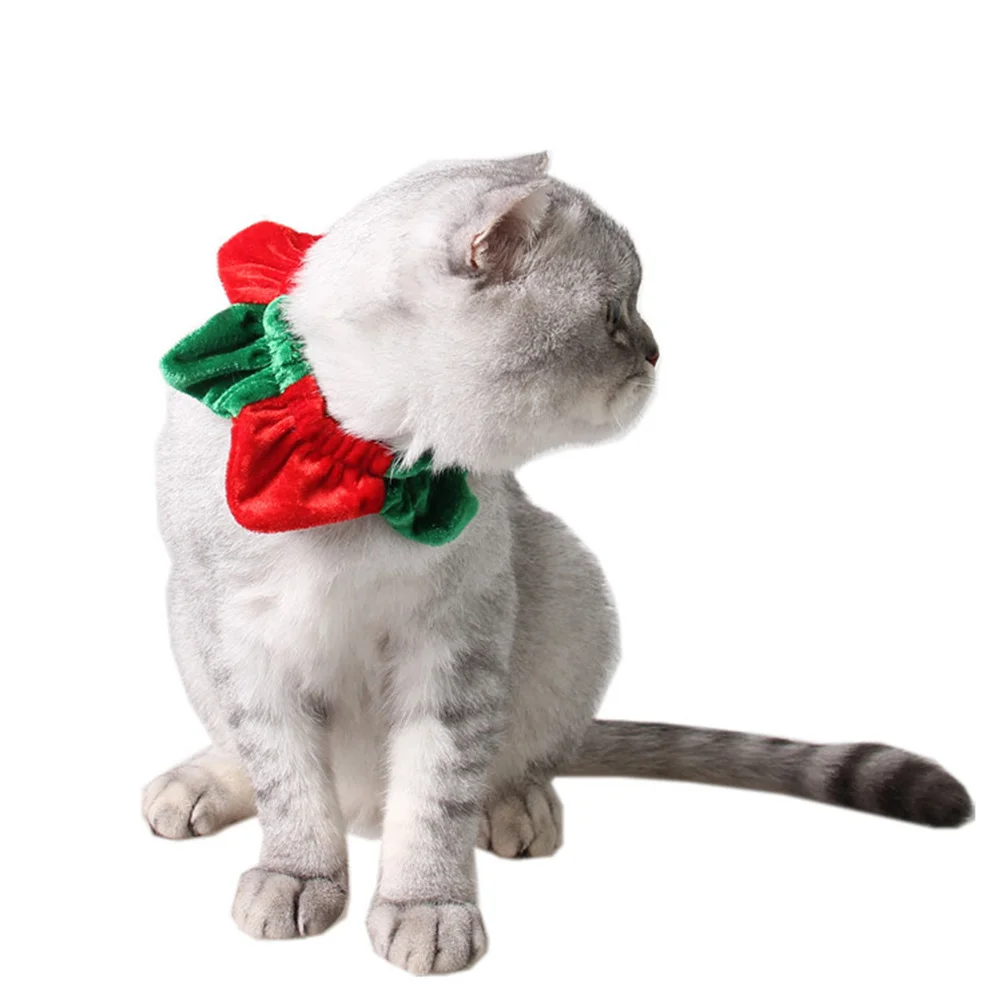 

Christmas Red Green Stitching Pet Neck Circle Soft Comfortable Lightweight Durable Dog Cat Christmas Costume Decoration