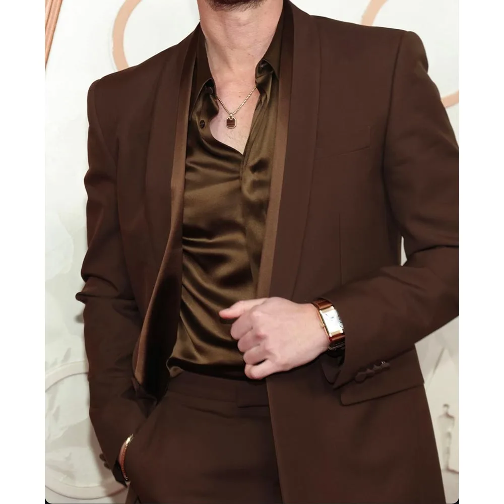 

Men Suit 2 Piece Set Shawl Lapel Single Breasted Slim Fit Business Suits Elegant Formal Blazer Pants Outfits Stylish Comfortable