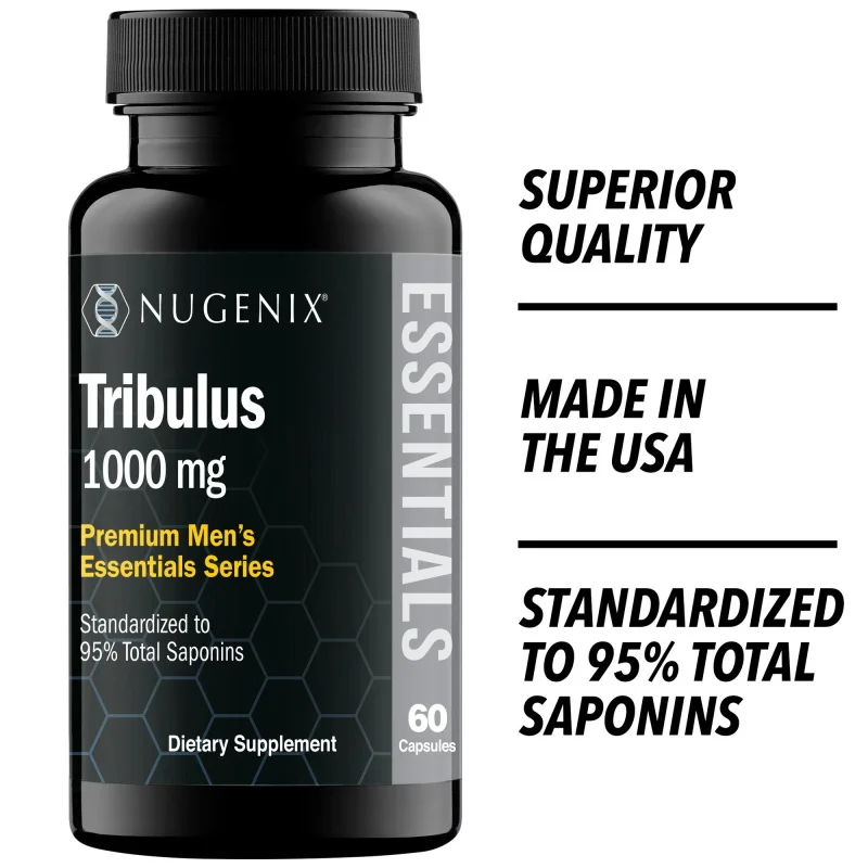 Nugenix Essentials Tribulus ekstrak suplemen, 1000 Mg standar untuk 95% Total Saponins, 60 Kapsul