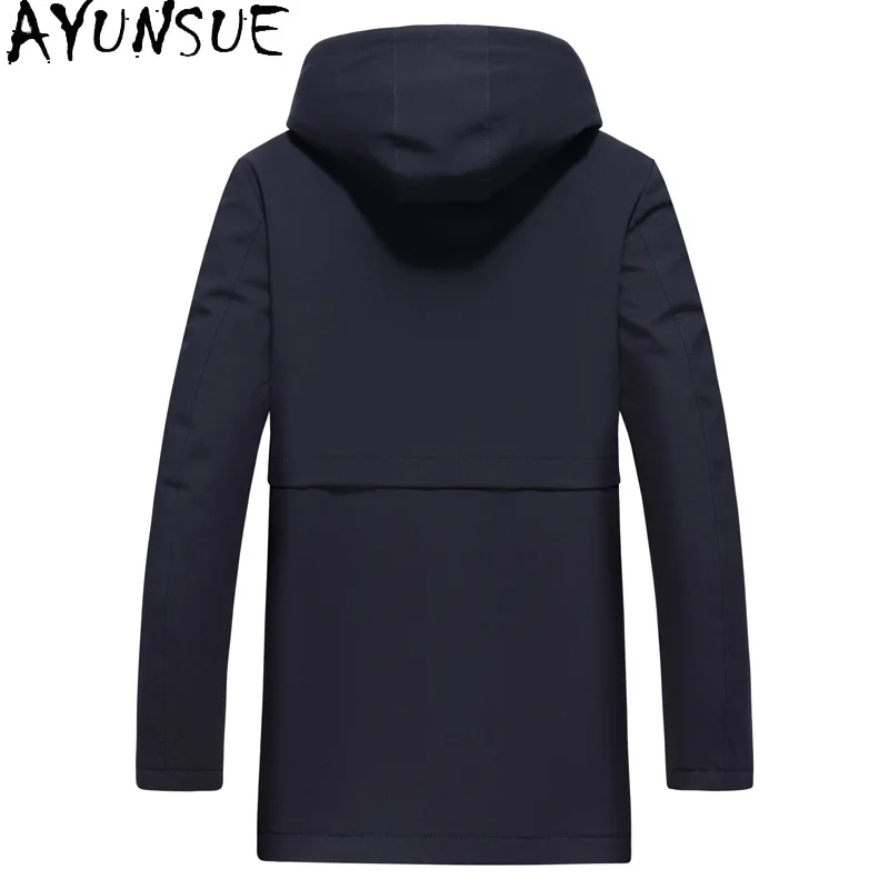 AYUNSUE Men Real Fur Jacket High Quality Natural Mink Fur Liner Jackets Hooded Winter Jacket for Men Clothing Chaquetas Hombre