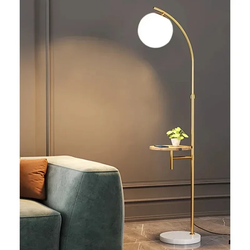 Wireless Chargin Function  Led Floor Lamps for Living Room Sofa Side Wood Cafe Table Standing Lights Bedroom Bedside Lamps