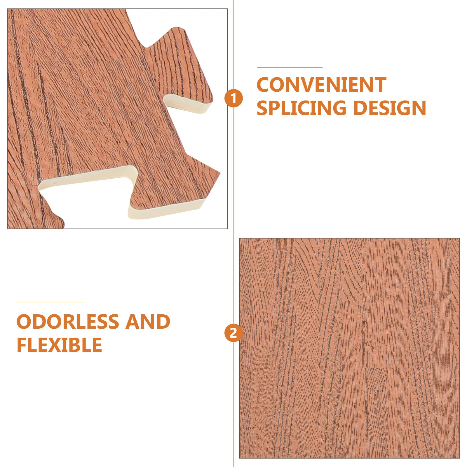 12Pcs Wood Grain Floor Mats Eva Foam Interlocking Puzzle Tiles Non-Slip Soft Cushion for Living Room Bedroom Exercise