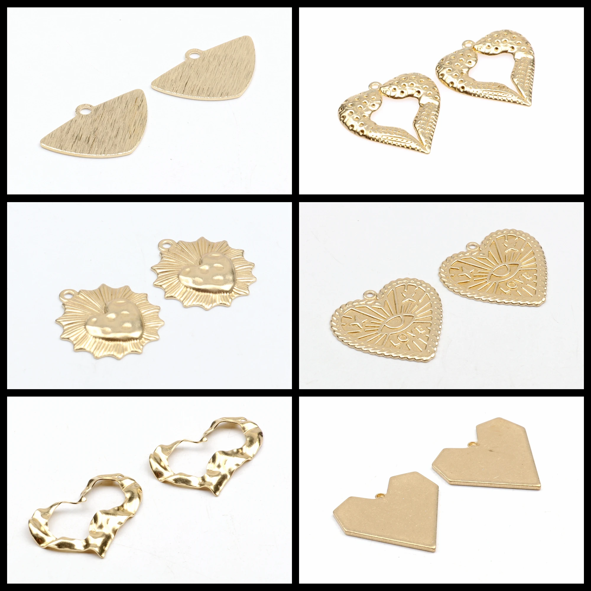 

Hammered Brass Charms,Heart Shaped connector,Findings Accessories For Diy Earrings Necklace Bracelet DIY Making,Jewelry Supplies