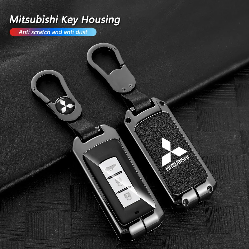 Leather Car Key Case Full Cover Protection Shell Bag For Mitsubishi Outlander Lancer 10 Pajero Sport ASX RVR L200 Eclipse Cross