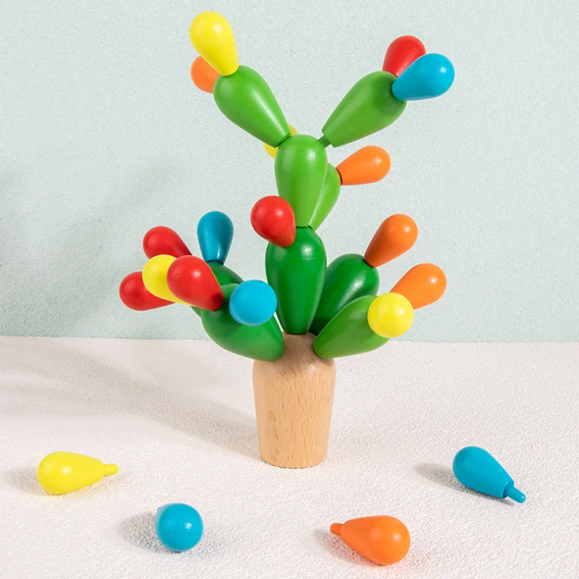 Kreative Kaktus-Bausteine aus Holz für Kinder – pädagogisches Frühlern-Kaktusspielzeug für logisches Denktraining