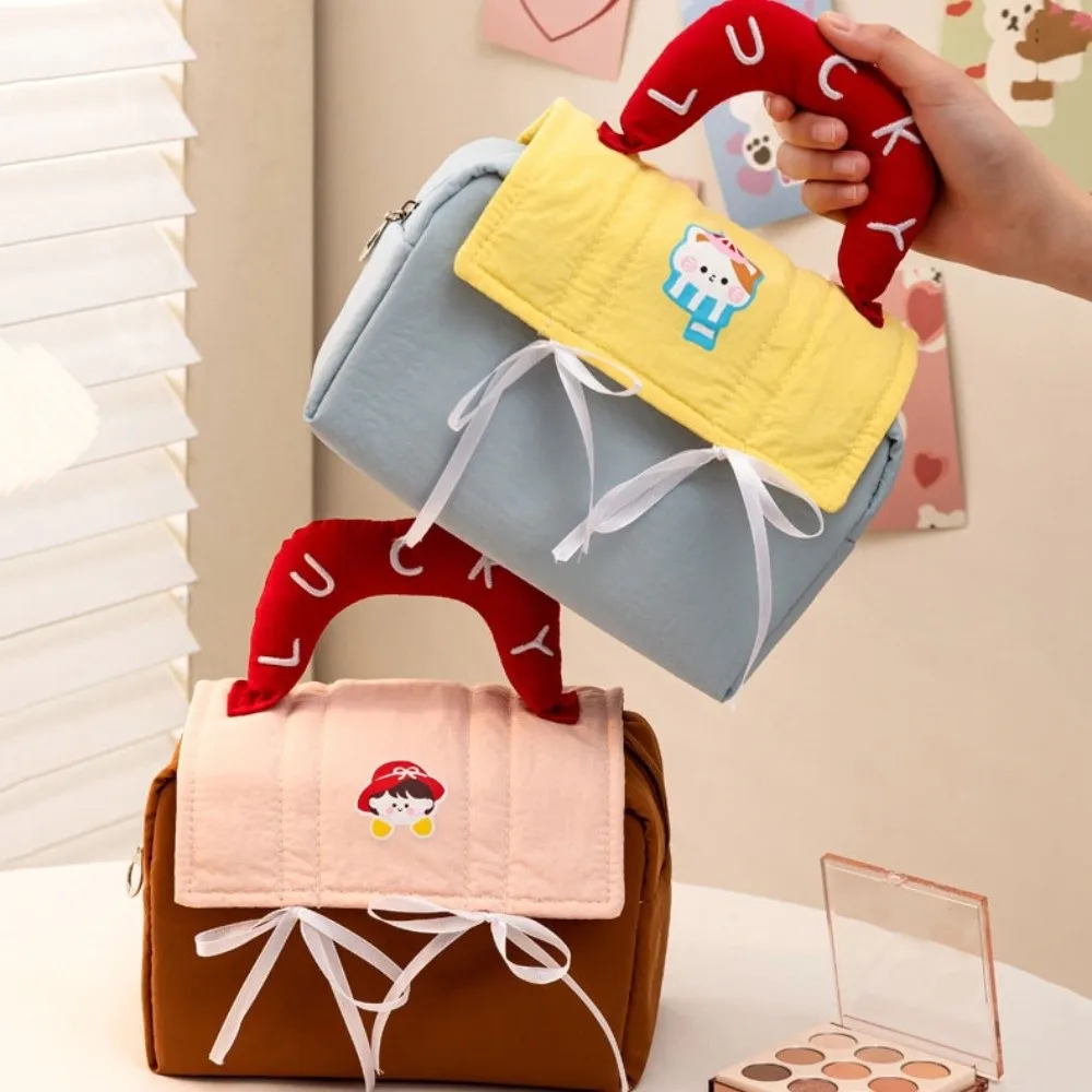 

Cloth Cute Cabin Makeup Bag House-shaped Dopamine Color Handheld Cosmetic Case Organizer Case Zipper Toiletry Bag Storage Bag