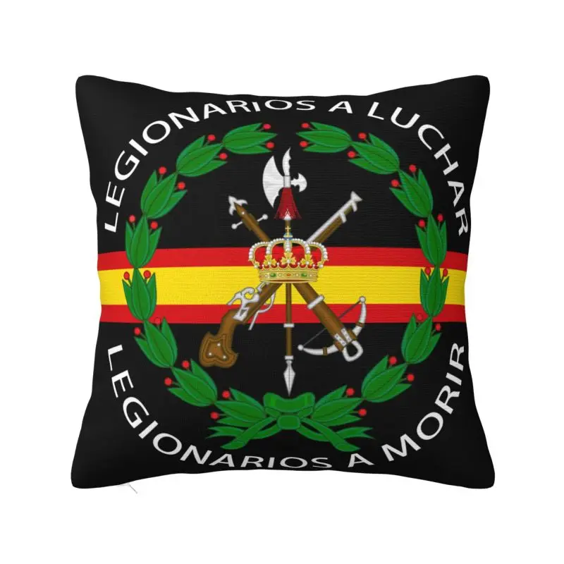 Custom Spanish Legion Cushion Cover 45x45cm Spain Coat of Arms Soft Nordic Pillows for Sofa Home Decor