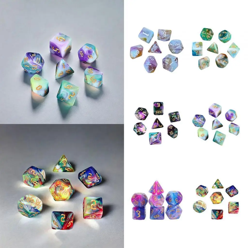 Multi Sided Polyhedral Dices Set Acrylic Material Assorted Bulk Dice for Math Classroom Table Top Gaming