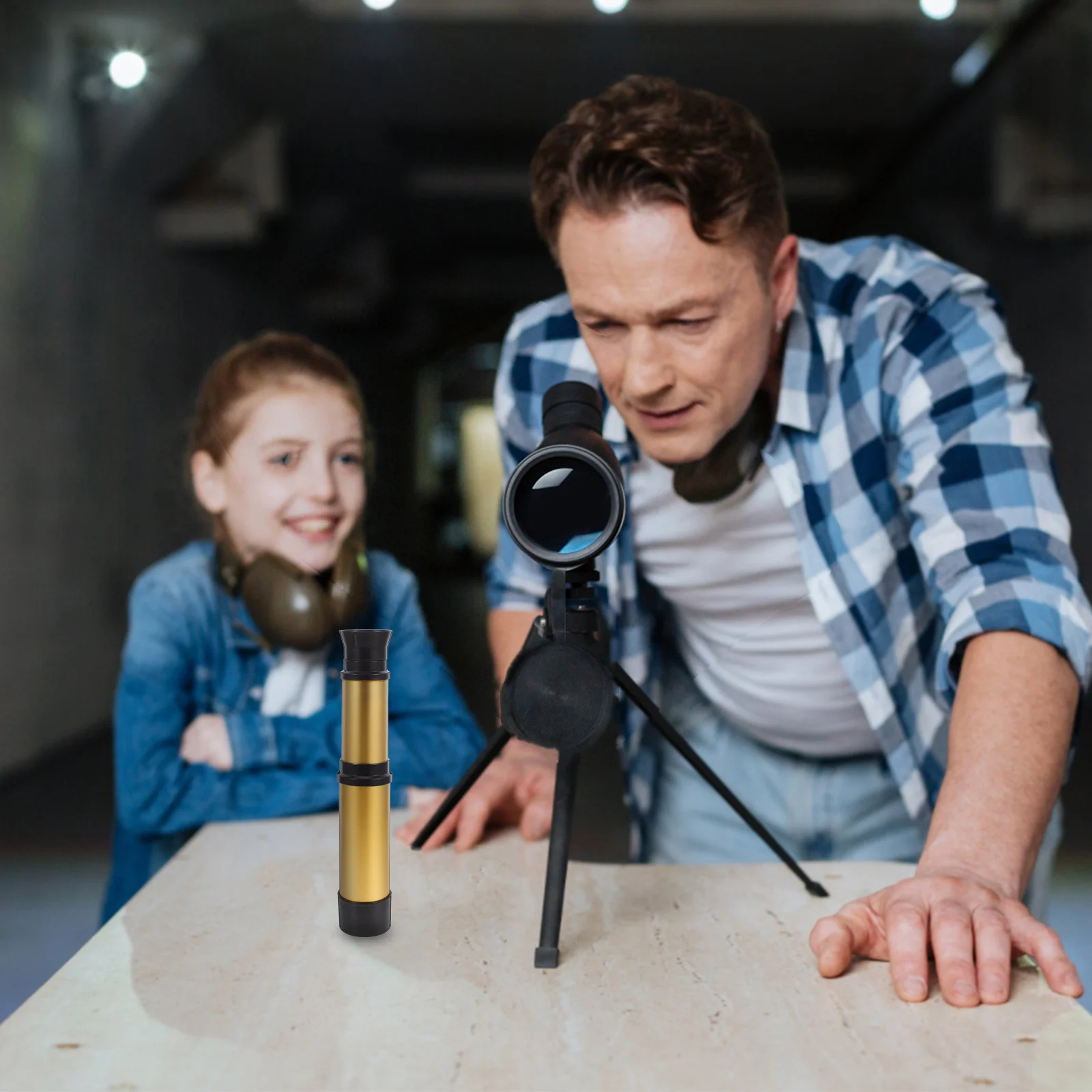 

Golden Retractable Telescope Durable Safe Educational Gift for Kids Science Experiment Magnifying Tool Children Telescope