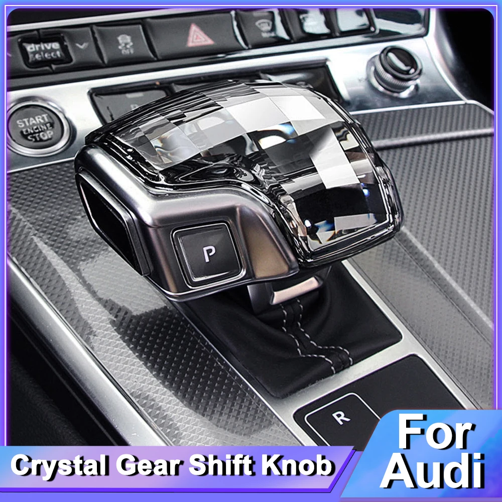 Crystal Gear Shift Knob Cover for Audi Q7 A6 Q8 SQ5 A5 A4 S4 RS5 RS6 A7 SQ8 2016-2022 Gear Lever Handle Car Accessories Interior