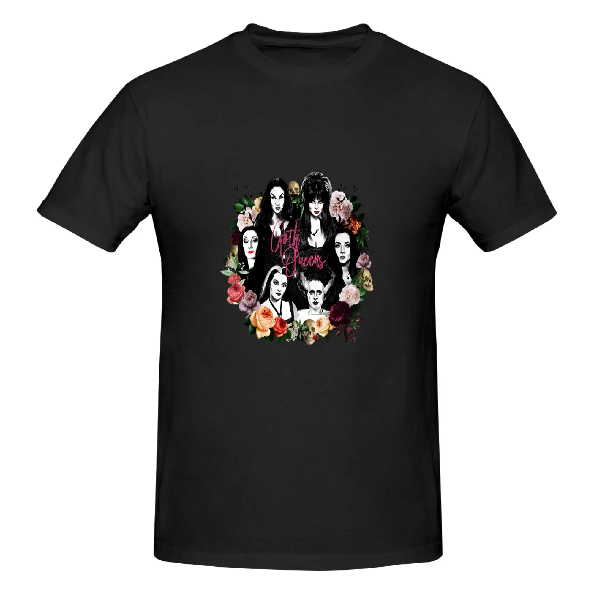 Funny Goth Queens - Elvira  Vampira  Lily  Morticia  Frankenstein  Men's Printed T-Shirt Unisex T shirtAnime