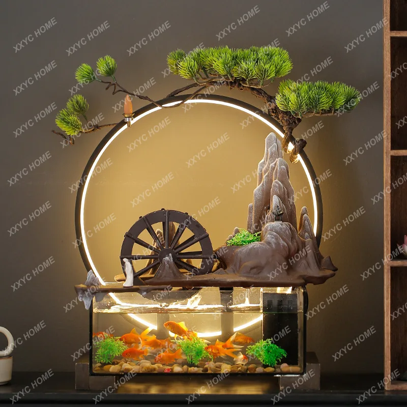 Lucky Flowing Water Ornaments Circulating Water Ecological Glass Fish Tank