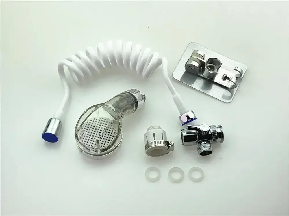 シャワー水栓-外部シャンプーディスペンサー-ハンドヘルド洗面器-小型ノズル-浴室エクステンダー-シャワー