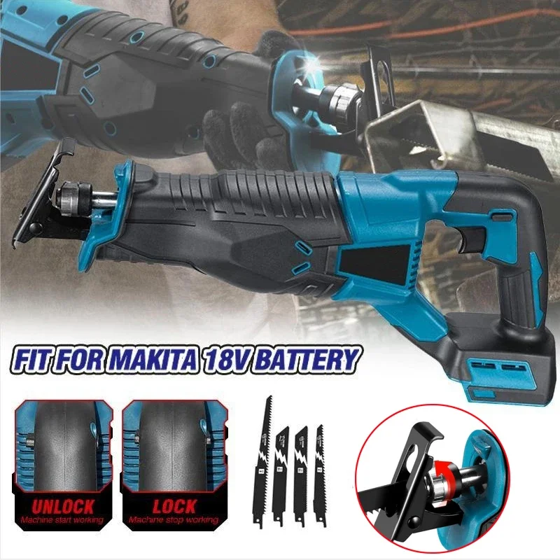 10000SPM Electric Reciprocating Saw Cordless Rechargeable Multifunction Saw Metal Wood Cutting Tools For Makita 18V Battery