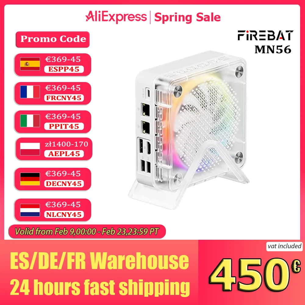 FIREBAT MN56 MINI PC AMD R7-8745HS H 255 Mini PC Gamer Colorido 16GB DDR5 512GB SSD AMD Radeon ™ Computador Desktop 780M BT5.2 WIFI6