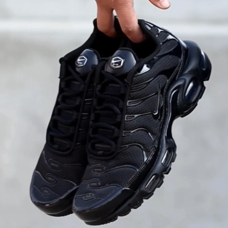 Nike Men's Air Max Plus TN Triple Black Versatile Air Cushion Anti-Slip Comfortable Outdoor Casual Sneakers 604133-050