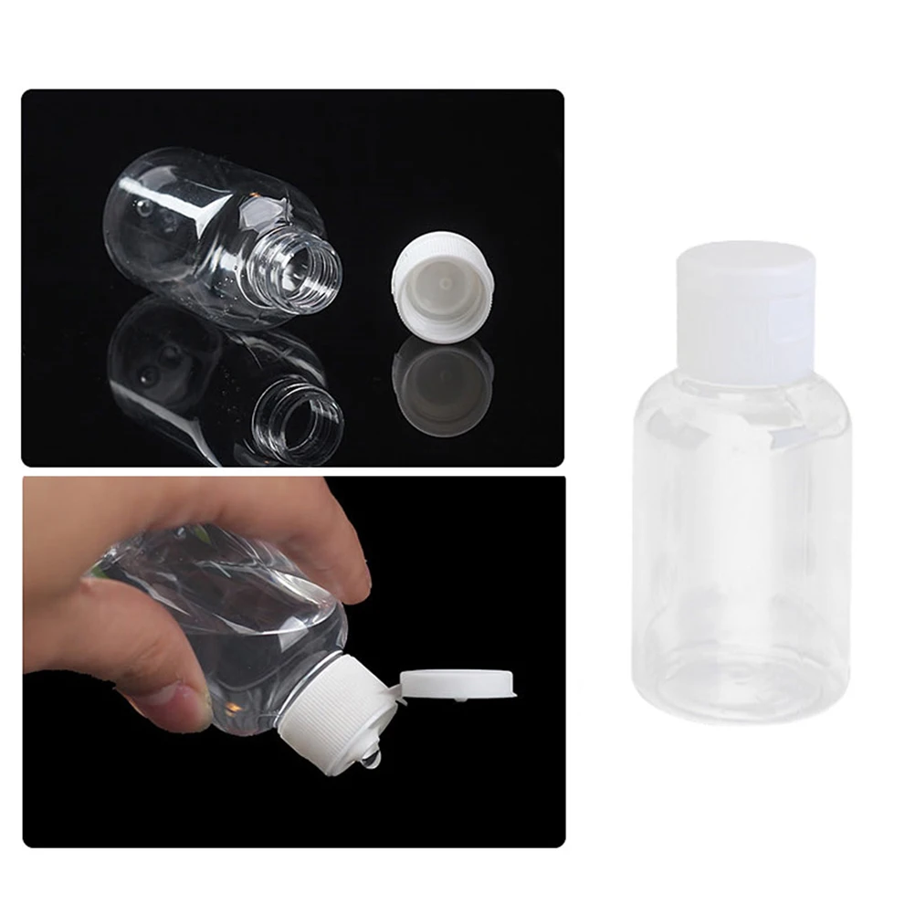 

10 PCS Travel Bottle Transparent Square Jars with Lid Refillable Bottles Containers Shower Gel 50ml