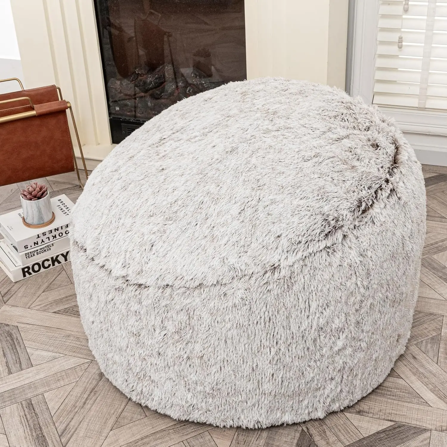 Bean Bag Chairs Cover (No Filler) Soft Washable Plush Fiber Adult Beanbag Chair Fuzzy Fur Cover Without Filling