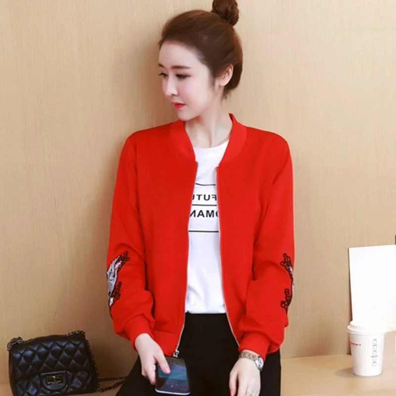 

Дышащая легкая бейсбольная куртка для женщин, свободная посадка, короткое пальто с вышивкой, весна-осень 20л.