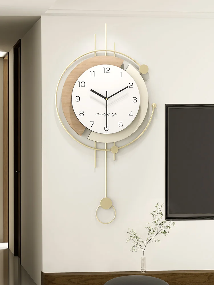Cream wind light luxury clock wall clock living room new modern simple atmosphere entrance wall clock advanced sense
