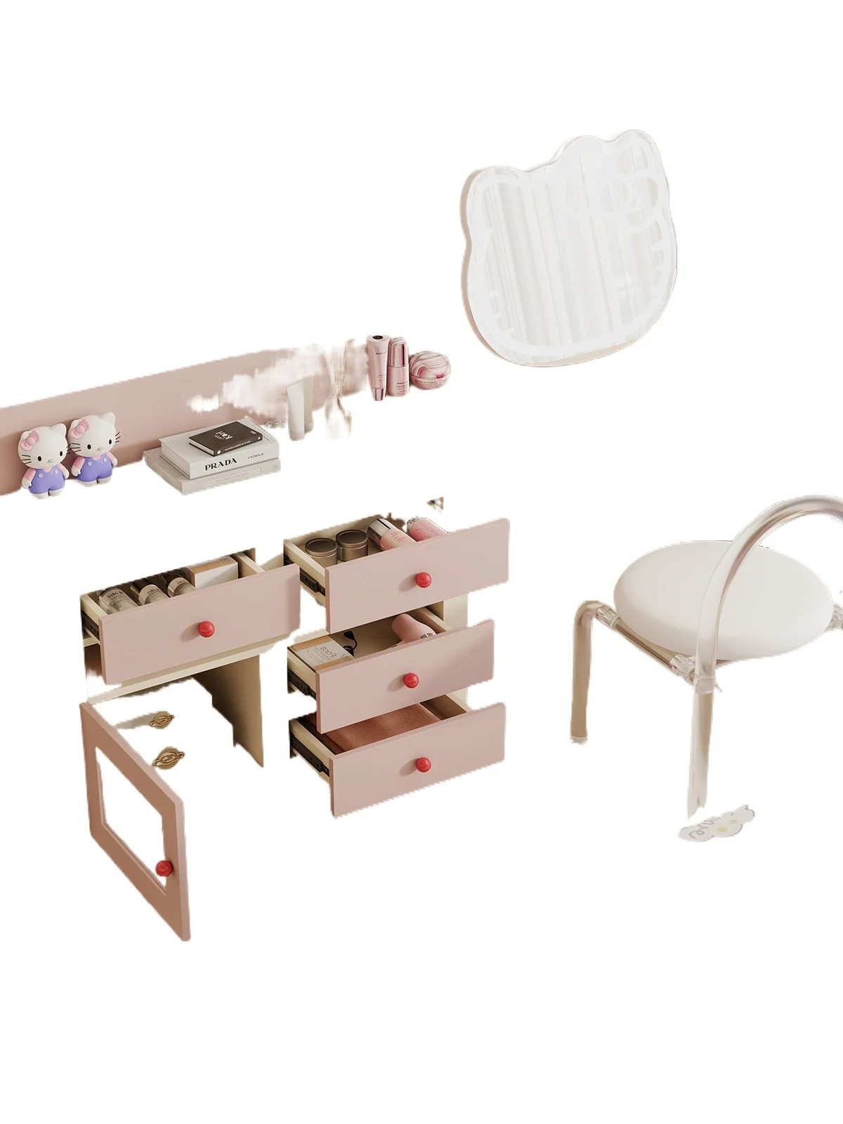 

French dresser, drawer cabinet, bedroom corner table, dopamine desk storage cabinet, contrast retractable dressing table