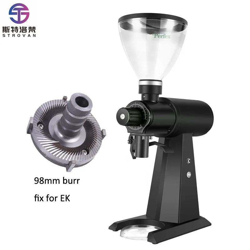 

98mm Commercial Coffee Grinder Professional Electric Coffee Bean Grinding Machine Burr Coffee Tea Espresso Supplies Stainless