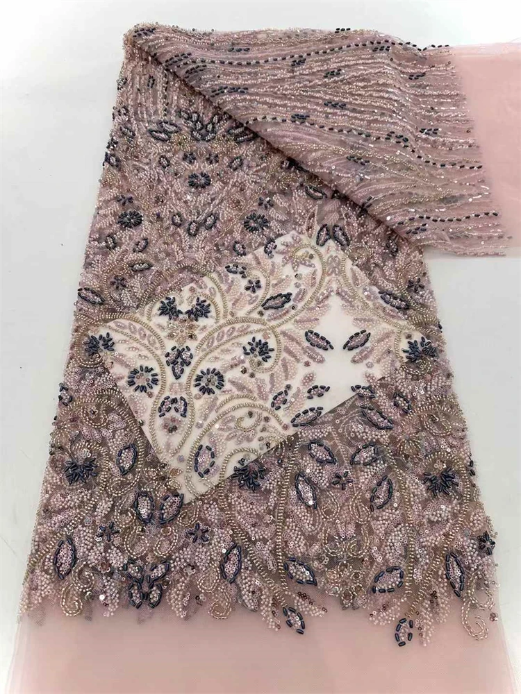أحدث عرض ساخن لعام 2025 قماش دانتيل ثقيل مطرز فرنسي فاخر جديد راقي نيجيري أفريقي مع قماش ترتر لحفلات الزفاف