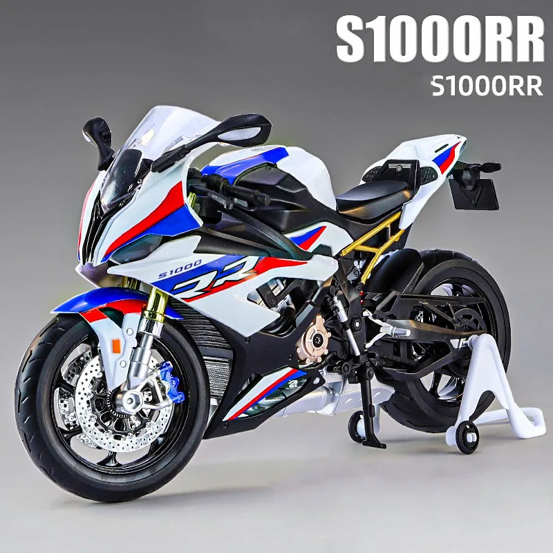 1:9 BMW S1000RR Diecast Alloy Motorcycle Model Sound Light Collective Metal Motorbike Toys Kids Boys Toy Gift M42