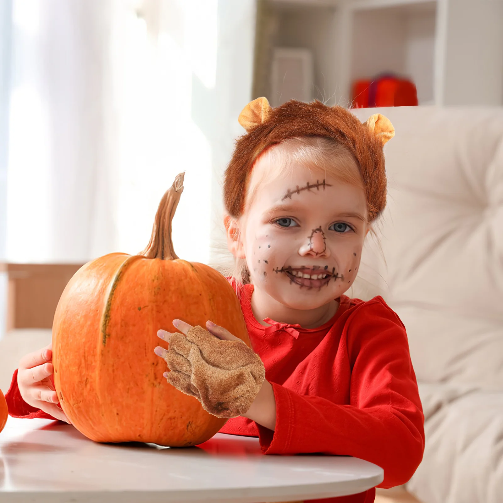 1 ensemble d'accessoires de Costume de Lion, bandeau de Lion, gants de patte de nez, parfaits pour les fêtes de Cosplay d'halloween, déguisement de fête d'animaux