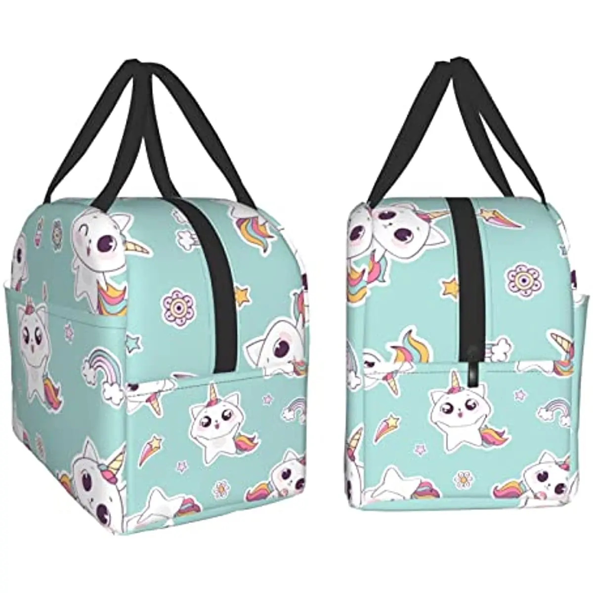 Cute Cat Rainbow Women Lunch Bag Insulated Cooler for Work Picnic Camping