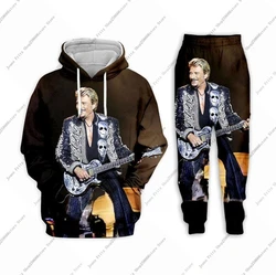 Johnny Hallyday 3d Print Hoodie Pants Suit Male Casual Sweashirt Pullover Men Tracksuit Set Fashion Men's Clothing 2Pcs Suits