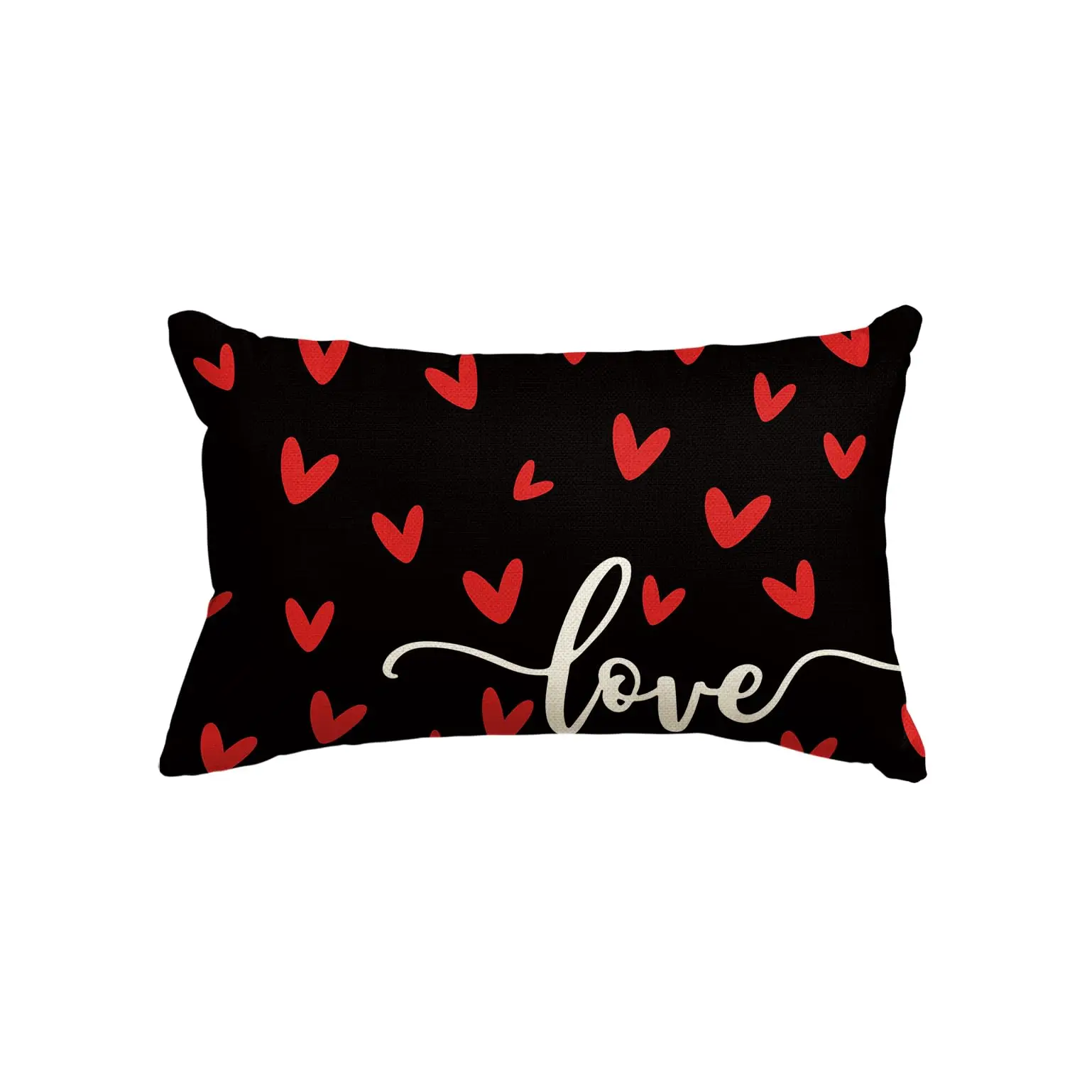 Valentine's Day Love Black Throw Pillow Cover, 12 x 20 Inch Anniversary Wedding Cushion Case Decoration for Sofa Couch