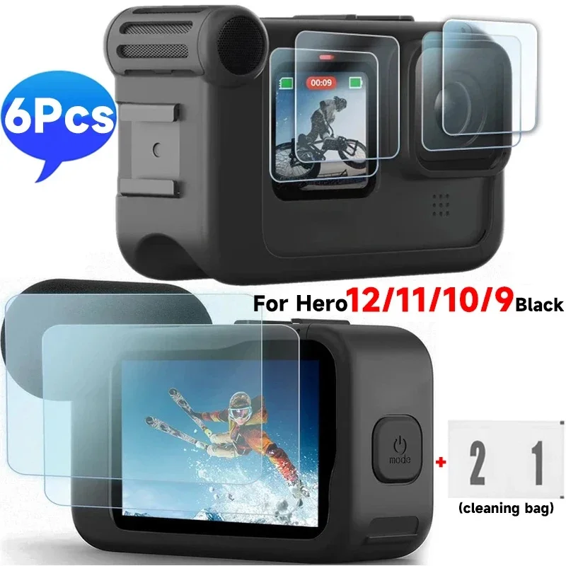 6-1Pcs Tempered Glass Screen Protector for GoPro Hero 12 11 10 9 Black Lens Screen Protector Anti-scratch Film for Go Pro Hero12