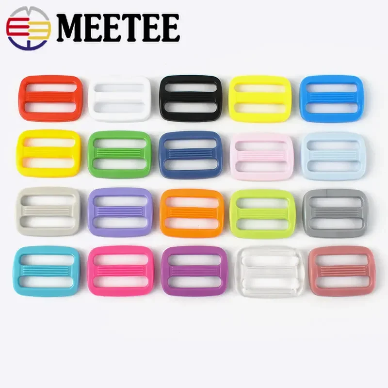 20/30Pcs 15/20/25mm Color Plastic Tri-Glide Ring Buckles for Backpack Strap Slider Adjustable Clasps Hooks DIY Clothes Accessory