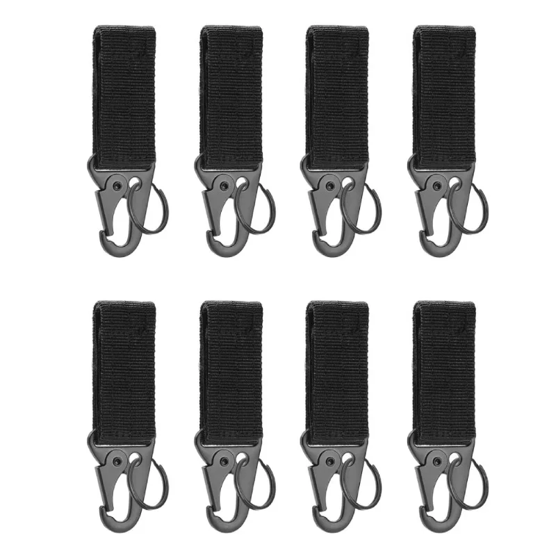 1-10pcs Hanging Buckle Molle Nylon Webbing Carabiner Belt Triangle Keychain for Outdoor Climbing Camping Tool Accessory