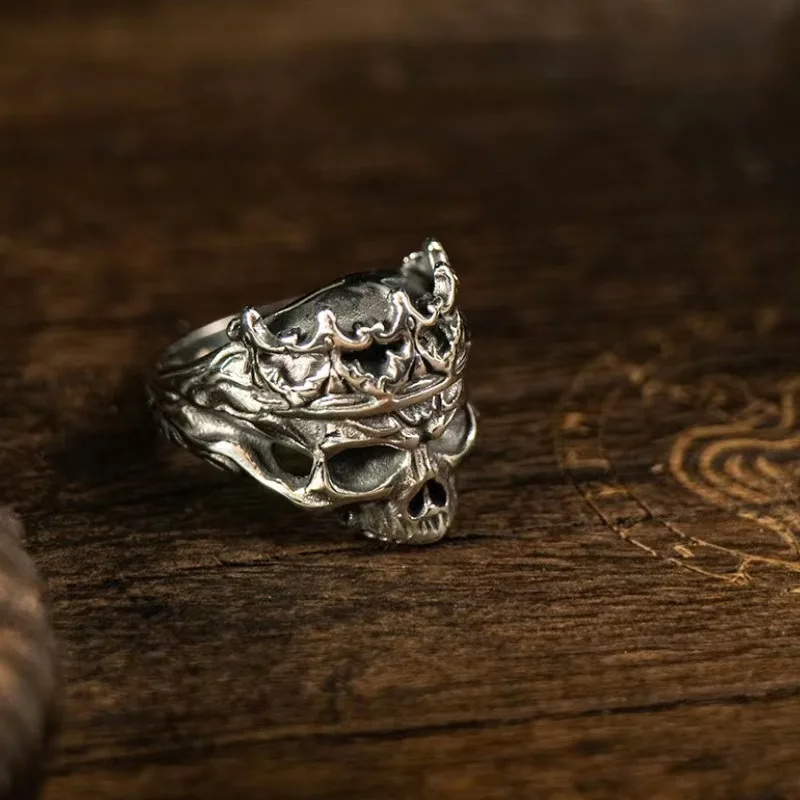 Men's Vintage Skeleton Crown Skull Ring