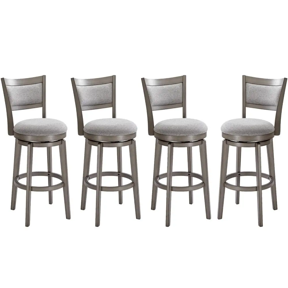 

Swivel Bar Stools Set of 4, 30 Inch Bar Height Barstools, High Back Bar Stool with Solid Wood Legs amp WrapAround Footrest, Cou