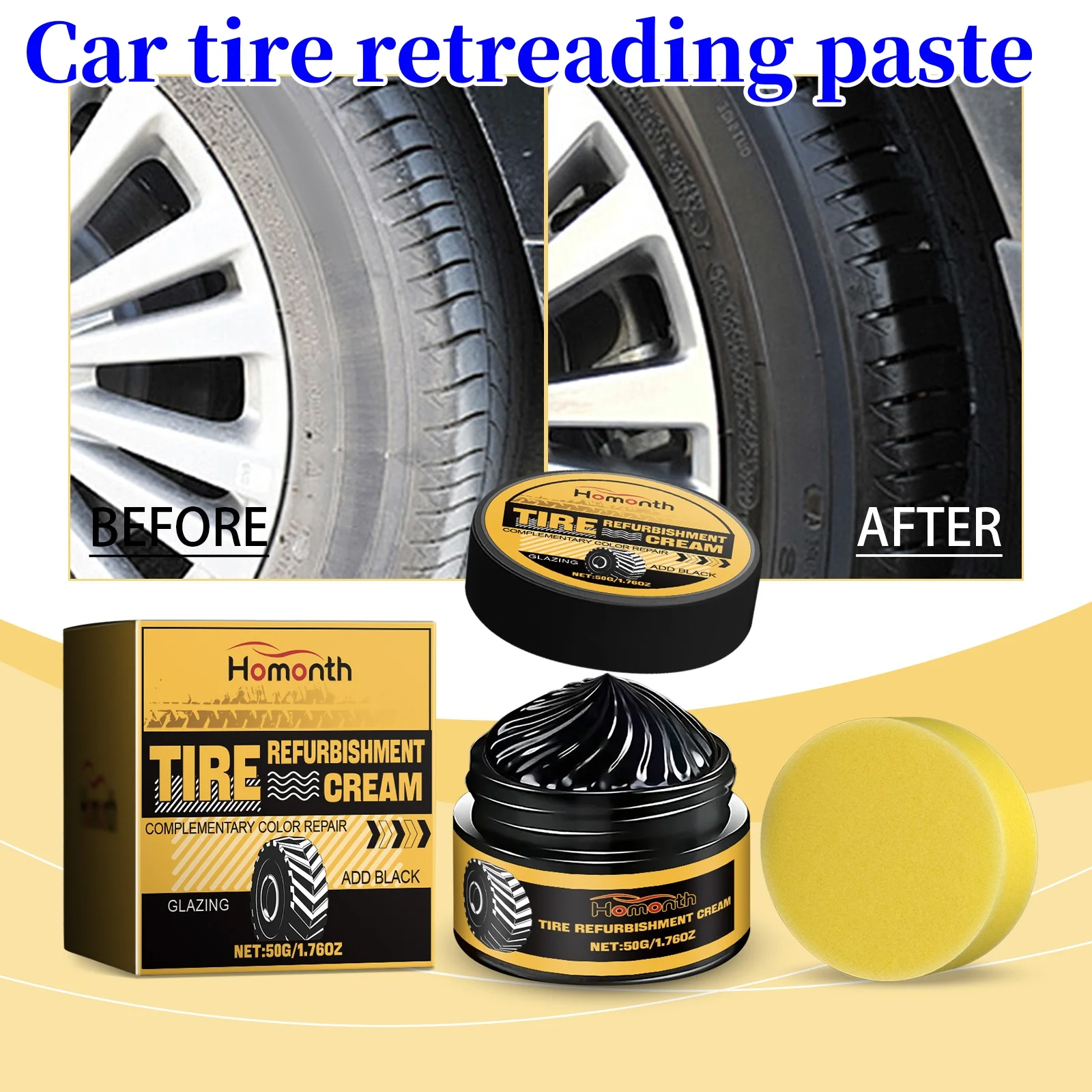 

Tire Coating Paste Creative Car Tire Retreading Cleaning Cream Paste Car Maintenance Brightener Agent Shiny Polishing Tire