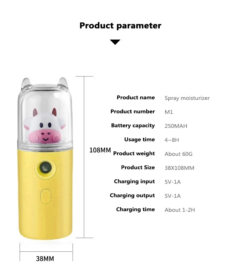 30ML Portable Handheld USB Nano Facial Spray Humidifier Mini Mist Moisturizing Sprayer Skin