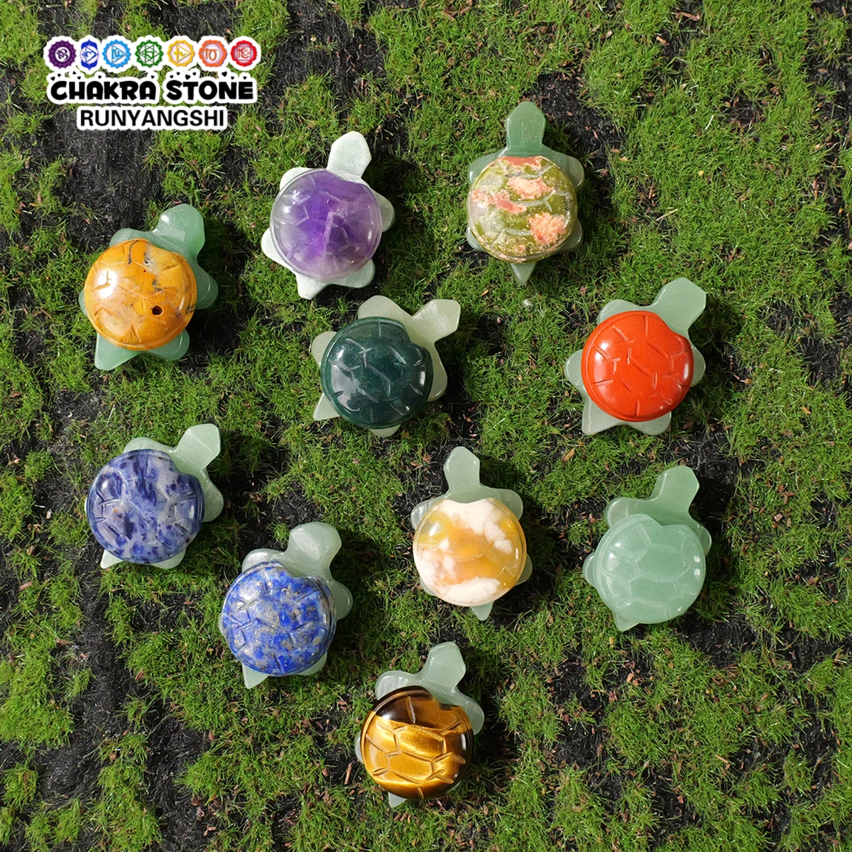 1PC Natural Stone Quartz Small Animal Crystal Carving Tortoise Statue Gemstone  Miniatures Home Decoration Aquarium Ornament