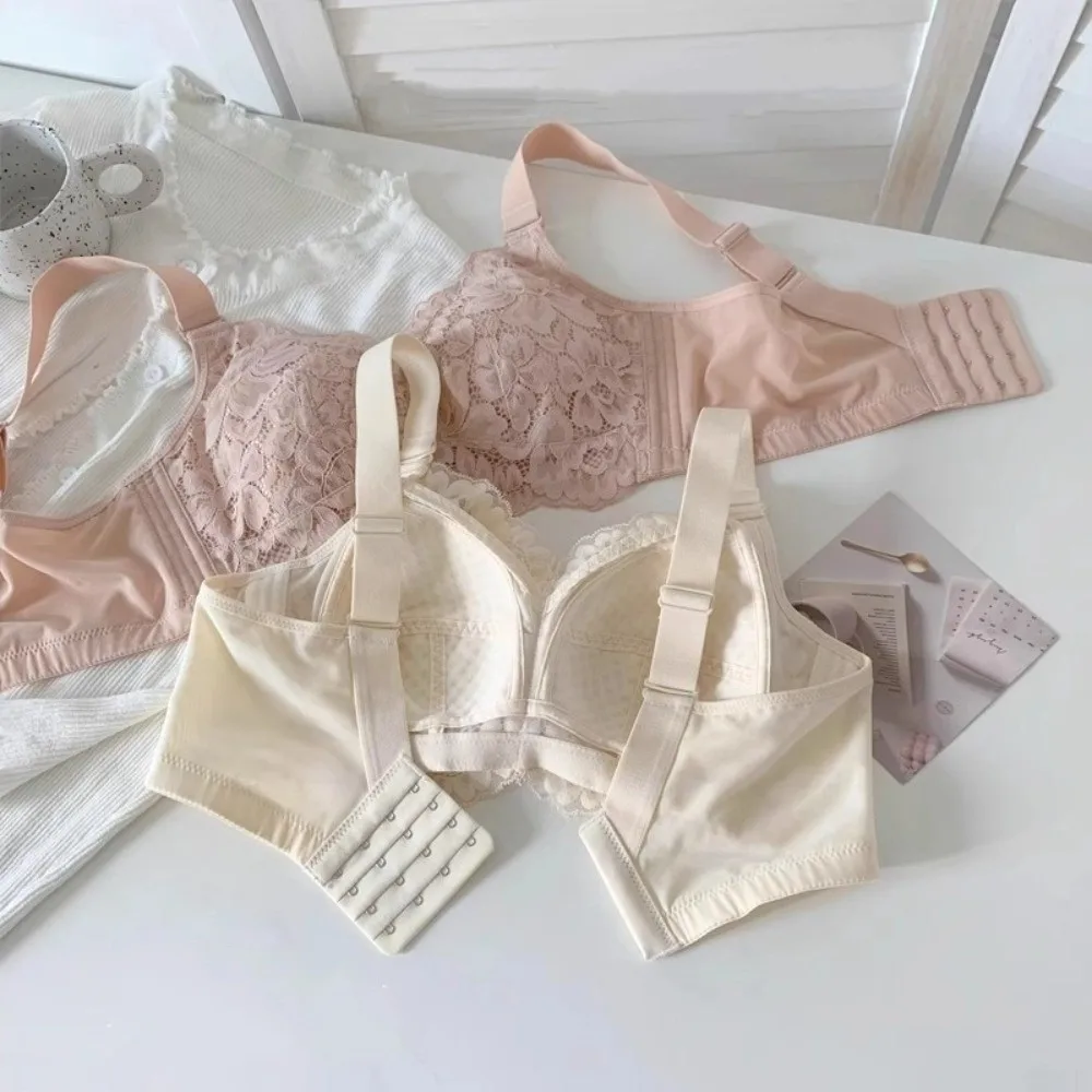 Soutien-gorge en dentelle sans couture, grande taille, antichoc, ajusté, sous-vêtements pour femmes, Lingerie confortable, sans fil, décolleté en V profond, pour dames