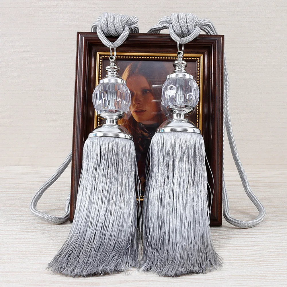 2 Pcs Luxury Curtain Holdbacks Rope Tie Backs Tassel Tiebacks Beaded Ball Decor Pair Home Window Treatment Home Decor