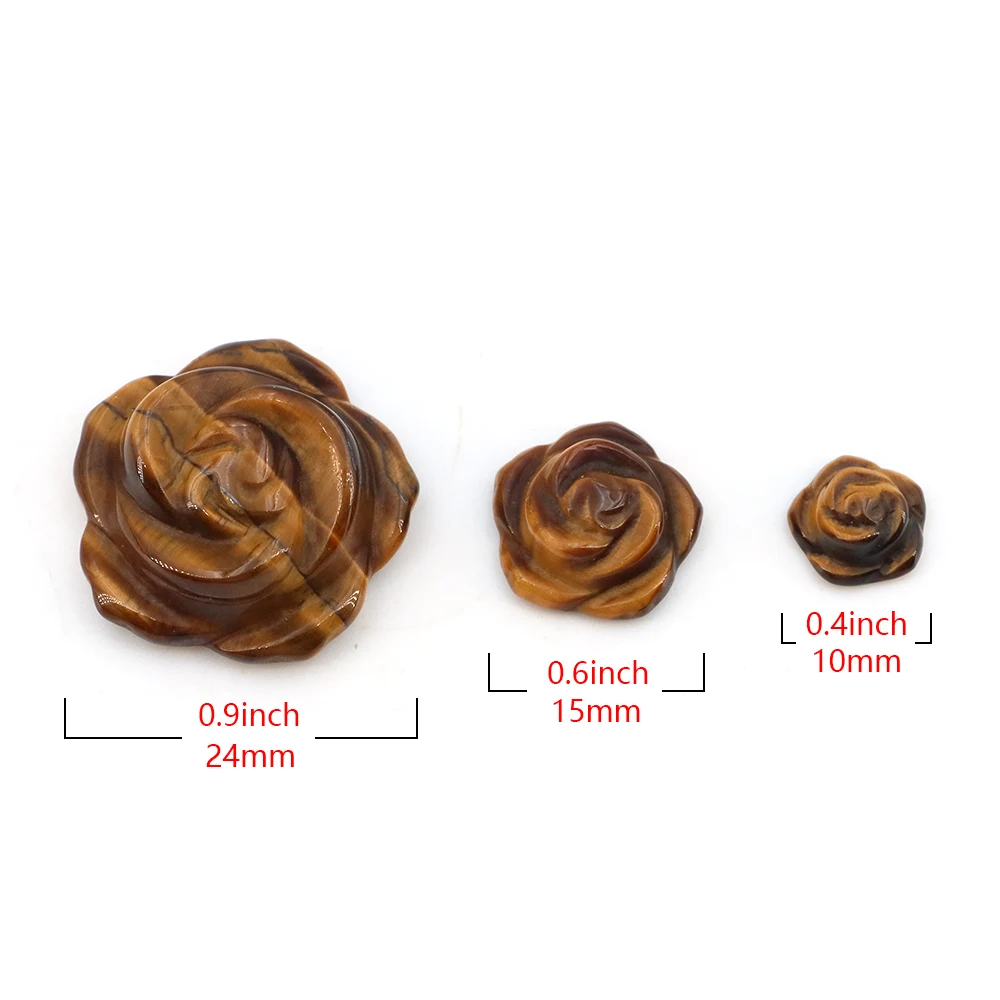 10 15 25mm Rose Flower Beads Natural Stone Carving Crafts Home Decoration DIY Pendants Necklace Reiki Gemstone Love Jewelry Gift