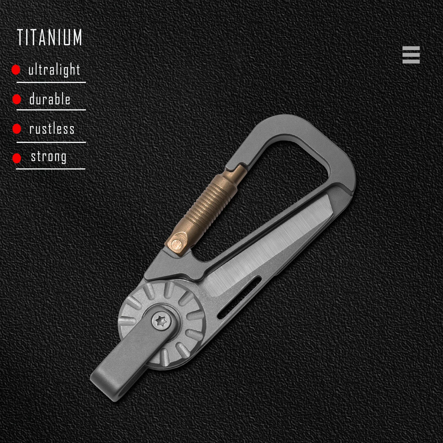 Titanium Alloy EDC Carabiner Keychain With Folding Knife Multifunctional Outdoor Gear For Car Keys, Camping EDC Accessories