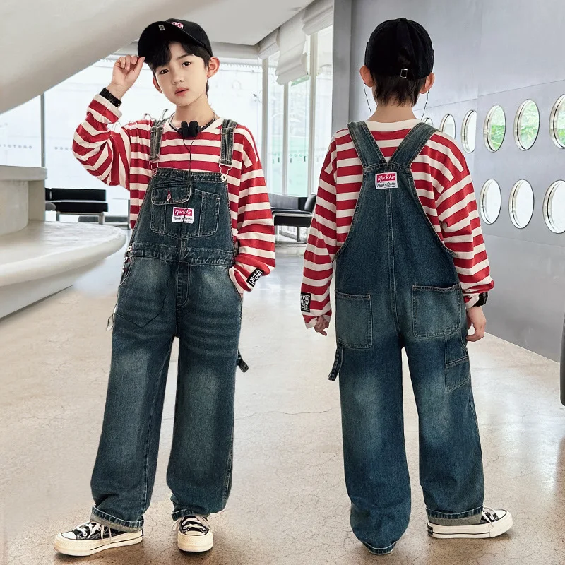 

Spring Autumn Kids Boys Jeans Overalls for Teens Denim Rompers Child Denim Jumpsuits Children Jeans Pants for Boys Overalls