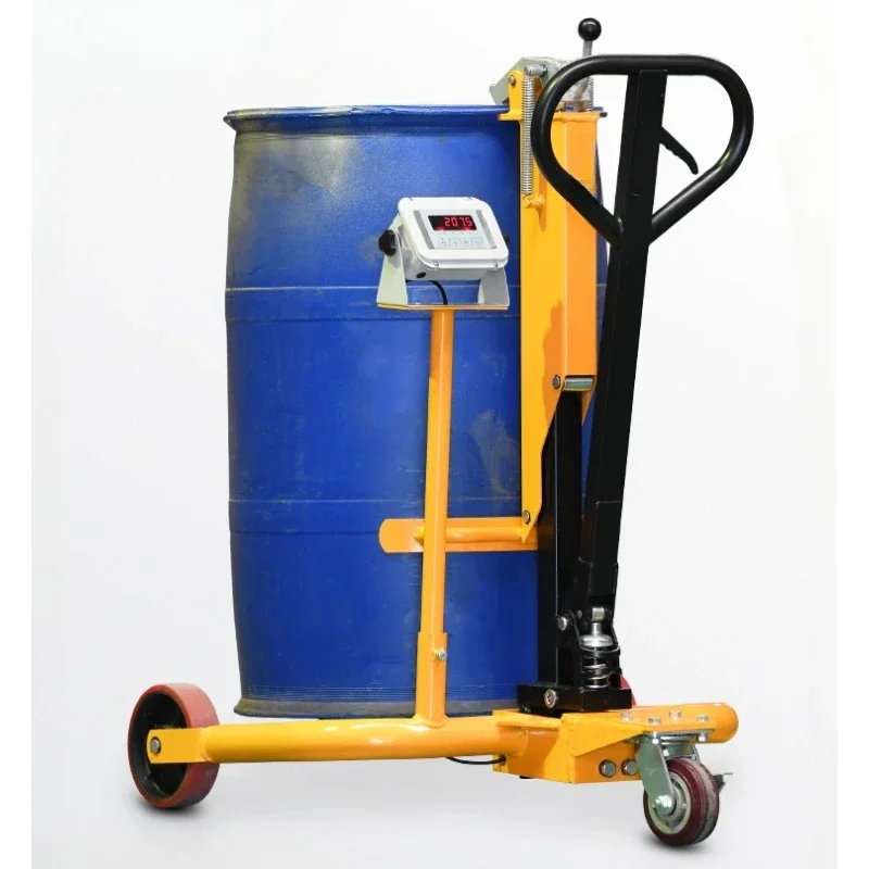 Manual hydraulic oil barrel push loading and unloading crane truck with weighing