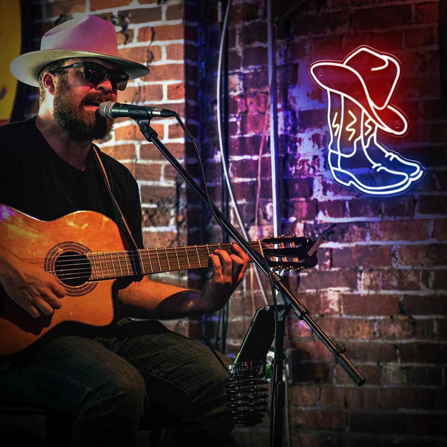 Cowboy Boot Hat Neon Sign USB Dimmable LED Lights For Bedroom Bar Office Man Cave Birthday Party Wall Decoration Holiday Gifts