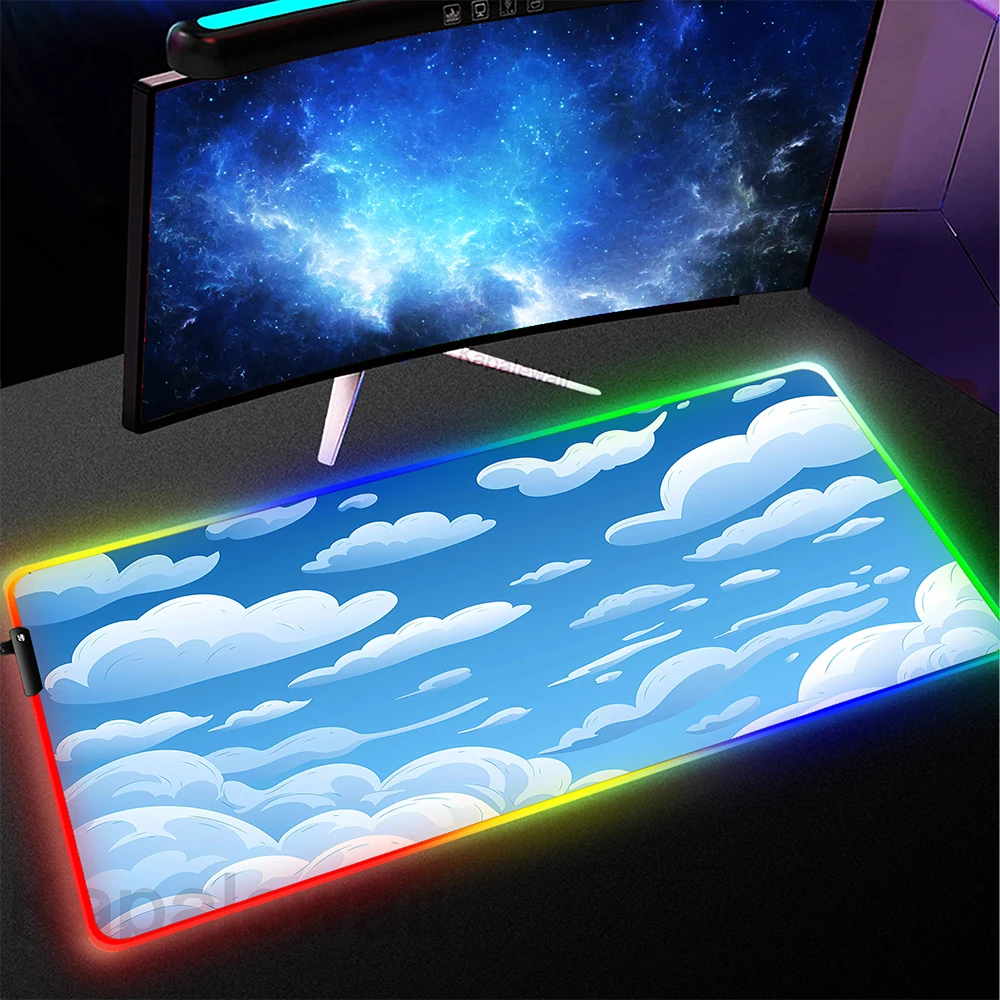 

Gaming Mouse Pad Computer Mousepad RGB Large Mouse Mat Gamer XXL Backlit Keyboard Pads Art Cloud Mause Mats LED Game Deskmat